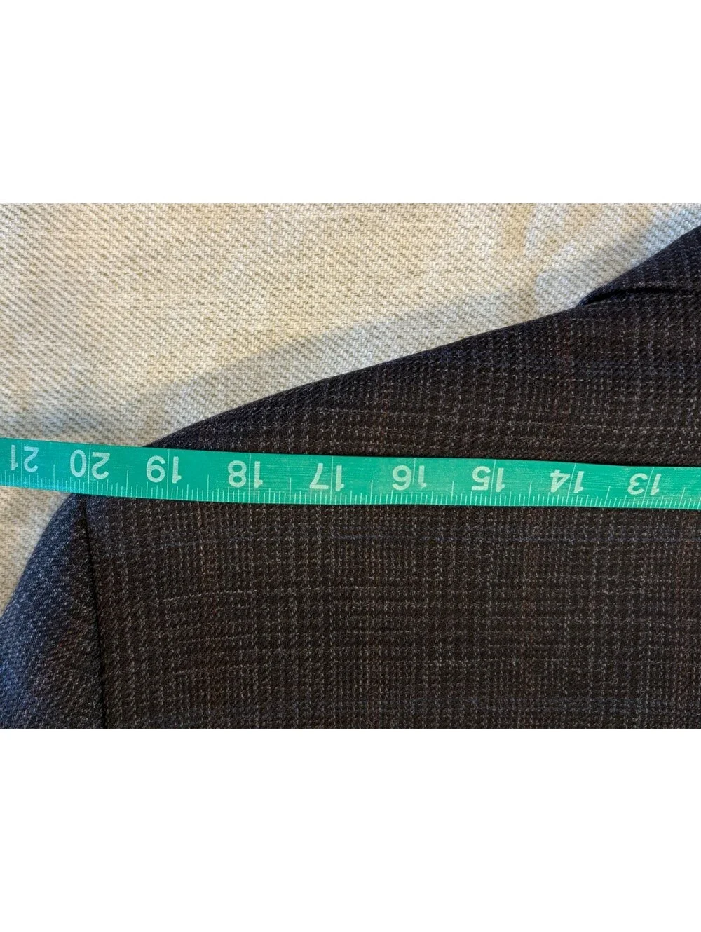 Joseph & Feiss Gold 100% Lambswool Plaid Suit Jacket Blazer Mens 42 Regular Navy